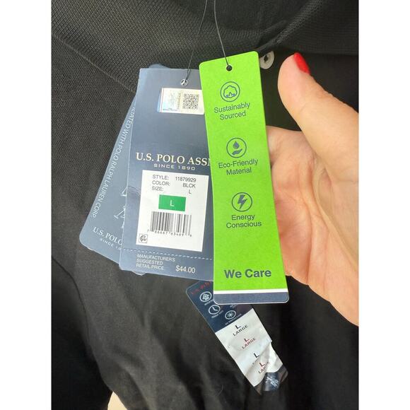 U.S. Polo Assn. Men's Black Cotton Relaxed Fit Ultimate Pique Polo Shirt Size L - Picture 6 of 8